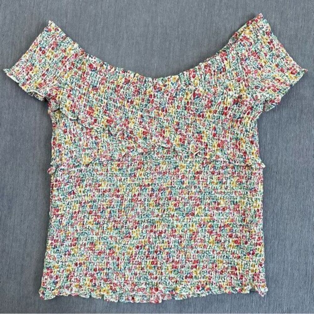 BB Dakota Floral Off Shoulder Smocked Stretch Top Women’s Size Large